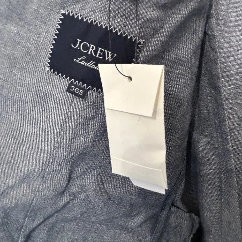 NEW J.Crew Ludlow Slim-Fit Unstructured Suit Jacket Irish Cotton-Linen Blue 36S